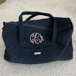 Large Vera Bradley Black Duffel Bag (initialed CMC)